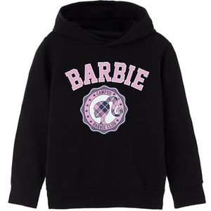 Barbie meisjes zwarte hoodie | Geruit collegiaal ontwerp | Officiële Barbie-merchandise | Comfortabel en stijlvol sweatshirt voor modieuze meisjes