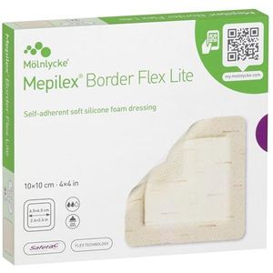 Mölnlycke Mepilex Border Flex Lite 10 cm x 10 cm siliconen schuim dressing 5's doos - 360 graden Flex en Safetac Technology door Mölnlycke, REF 581300, update versie