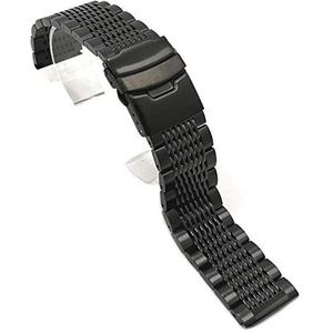 Horlogebanden 18 mm 20 mm 22 mm 24 mm roestvrij staal zwart zilveren gesp horlogeband polshorloge armband klassiek (kleur: zwart, maat: 18 mm)