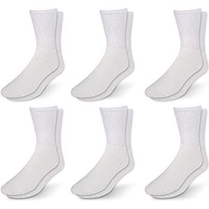 Set van 6 paar katoenen sokken voor mannen met diabetes - Losse pasvorm - Ongebonden - Boven- en onderkant van bloedsomloop - Wit - 38-48