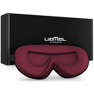 UAMAL 3D oogmasker, slaapmasker, 100% verduistering, wimperverlenging, slaapmaskers voor dames en heren, oogmasker om te slapen, premium donker karmozijnrode slaapmaskers met verstelbare riem