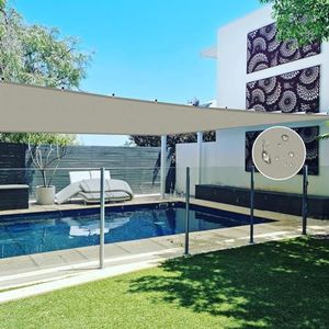 NAKAGSHI Waterdicht zonnezeil, lichtgrijs, 4 x 6 m, rechthoekig dekzeil voor schaduwtent voor buiten, geschikt voor tuin, outdoor, terras, balkon, camping (gepersonaliseerd)