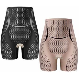 Negatieve Ion Detox Shaping Shorts Ice Silk Ion Fiber Repair Shaping Shorts Buikcontrole(Color:Black+Pink,Size:XL)