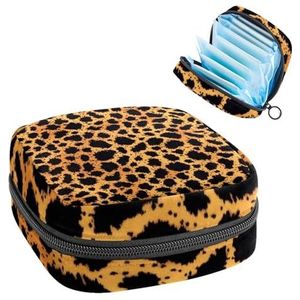 Luipaard patroon dierenprint maandverband opbergtas grote menstruatie cup zakje met rits, menstruatie pads tas winkel panty voeringen tampons voor meisjes vrouwen