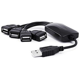 Villageboom Flexibele USB 2.0 Hub 4 Port | Nieuw model | verdeler kabel USB 4 compartimenten | Plug & Play | Notebook-Laptop/PC-Mac | zwart
