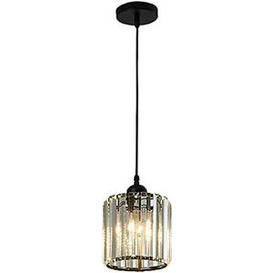 Moderne 1-3-weg Ronde Crystal Hanglamp Loft Bar E27 Glas Hanglamp Plafond Hanglamp voor Keuken Eetkamer Woonkamer Flaming Kroonluchter (Color : Black, Size : 1 light)