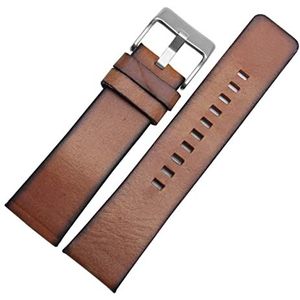 INEOUT Hoogwaardige authentieke lederen band compatibel met DZ 1399 DZ4280 DZ4290 2 2mm 24mm 28mm diesel horlogeband (Color : Brown-Silvery Buckle, Size : 26mm)