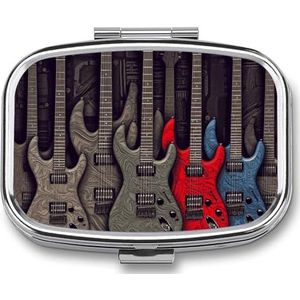 Gitaar Patroon Pillendoos Pil Case Leuke Pil Organizer Pil Houder Geneeskunde Pil Organizer Pil Container Dagelijkse Pil Organizer Kleine Pillendoos Pil Case voor Portemonnee Pocket