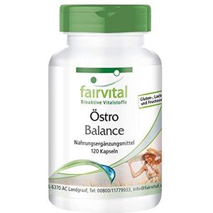 Fairvital | Oestro Balance - voedingssupplement voor vrouwen - HOOG GEDOSEERD - 120 capsules - soja-isoflavonen (genisteïne, daidzine, glycitine) met vitamine E
