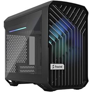 Fractal Design Torrent Nano RGB Zwart - Zijpanelen van gehard glas met lichte tint - Open rooster voor maximale luchtinlaat - Inclusief 180mm RGB PWM-ventilator - Type C - mITX Airflow Mini Tower PC