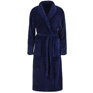 Brandsseller Badjas Unisex Microvezel S/M – Zachte en lichte kamerjas met sjaalkraag – Voor dames en heren – Comfortabel voor thuis, spa of vakantie – Marineblauw