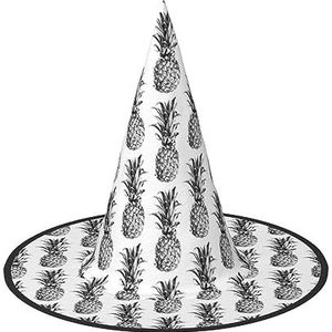 ZISHAK Tropisch thema ananas fruitpatroon Halloween heksenhoed voor vrouwen, ultieme feesthoed voor het beste Halloween-kostuumensemble