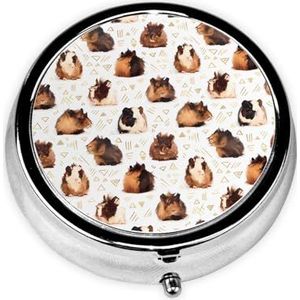 Cavia's draagbare pillendoos, 3-vaks medicijnpillenetui, bedrukte pillenorganizer voor zakportemonnee en reizen