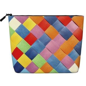 FZGGWYHL Kleurrijke Geruite Gedrukte Valse de Zak van de Hennepmake-up, Zwart, Eén maat, Tas Organizer