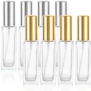 Chingde Parfumverstuiver, 10 ml, verstuiver, parfumflesje, leeg, navulbaar, met verstuiver, voor reizen, vakantie, uitstapjes (8 stuks)
