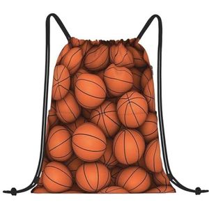 EgoMed Trekkoord Rugzak, Rugzak String Bag Sport Cinch Sackpack String Bag Gym Bag, Basketbal Oranje, zoals afgebeeld, Eén maat