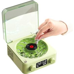 Nachtlampje Bluetooth-luidspreker, Draagbare Vintage Platenspeler Bluetooth-luidspreker, 4 Modi Stereoluidspreker met Klok en Zacht Nachtlampje voor Thuisslaapkamer