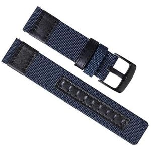 dayeer Quick Release canvas nylon en lederen horlogeband voor Diesel heren horlogeband polsriem (Color : Blue, Size : 22mm)