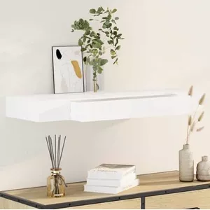 Wandplank met lade set van 2 zwevend 46x30x15 cm wit glanzend