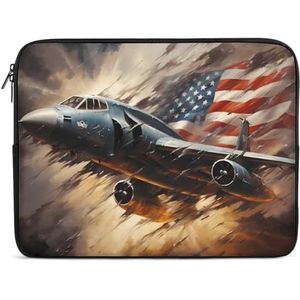 Vintage Amerikaanse Vlag Vliegtuig Laptop Sleeve Bag Shockproof Notebook Computer Pocket Tablet Draaghoes