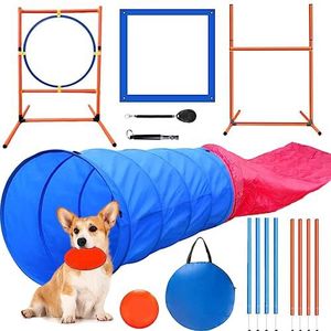 PAWHUT Agility sport pour chiens équipement complet : 6 poteaux slalom