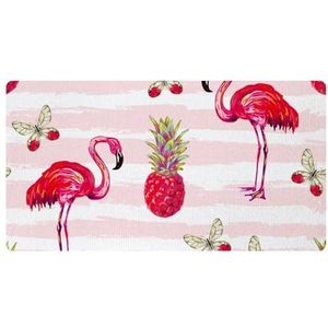 VAPOKF Roze flamingo keukenmat, antislip wasbaar vloertapijt, absorberende keukenmatten loper tapijten voor keuken, hal, wasruimte