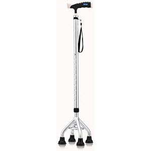 Kijkopwinders, wandelstok Krukken Lichtgewicht stokken van aluminiumlegering 10 verstelbare hoogten voor oudere mannen of vrouwen Gehandicapte wandelstok met 4 grote benen Antislipvoet in zi