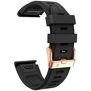 ORFKMF Voor Garmin Fenix 7S/5S Plus/6S/5S/Instinct 2S/D2, 20 mm Quick Fit zachte siliconen band met roségouden gesp siliconen snelle vervanging polsbanden (kleur: zwart, maat: Fenix 6S 6S Pro)