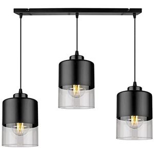 Light-Home Roma Industrieel Pendellamp - Moderne Hanglampe voor Woonkamer, Slaapkamer Eetkamer en Keuken – Metaal En Glas - 3 Lampen