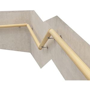 HDFXNCXFC Houten trapleuning, complete set houten trapleuningen, antislip trapleuning met montagebeugel, voor binnen en buiten, senioren en kinderen