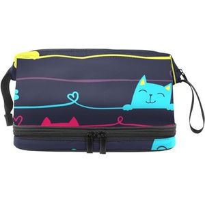 VAPOKF Doodle Crowd in zonnebril, make-uptas voor dames en meisjes, reistoilettas, make-up, handige opbergtas, organizer tas met borstelvak, Multi kleuren 13, 27x15x14 cm/10.6x5.9x5.5 in, Beauty Case