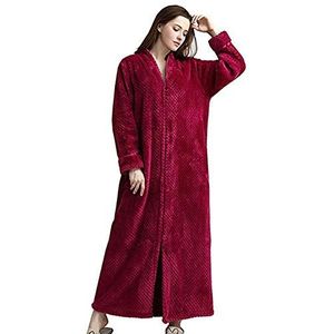 Kinloy Dames volledige lengte luxe ochtendjas pluizige winter super zachte badjas lichtgewicht moederschap nachtkleding loungewear rose rood M 8-10 UK, Rood, M