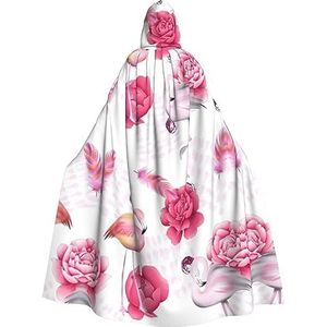 EdWal Roze flamingo's print cape mantel met capuchon, volwassenen heks cape capuchon mantel, carnaval mantel kostuums cosplay