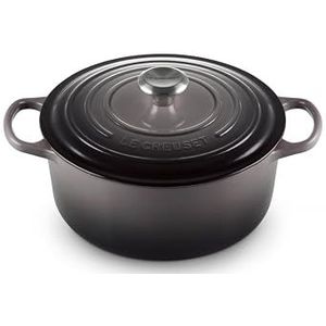 LE CREUSET Kenmerkende geëmailleerde gietijzeren ronde braadpan met deksel, 28 cm, 6,7 liter, vuursteen, 2117728444