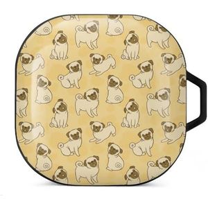 Mopshond dier patroon oordopjes hoesje compatibel met Samsung hard shell beschermhoes zwart-stijl