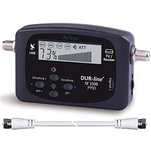 DUR-line NEW SF 2500 Pro - Satellietzoeker - Verbeterd display en elektronica - Digitale satellietmeter voor de exacte aanpassing van uw satellietantenne - Finder incl. F-kabel en begrijpelijke
