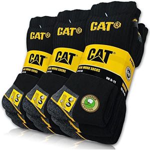 CAT® Real Work Socks voor dames en heren, werksokken business, 9 paar sokken, kousen maat, grote keuze, 35-50, zwart, 9 paar, 39-42 EU