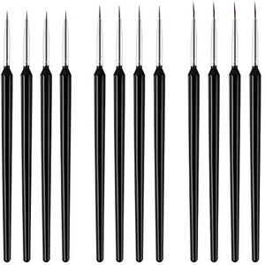 Dadabig 12 stuks detailkwasten, set met nagelkwasten, nagelkwastenset voor lijntekenen, schilderen en stippelen