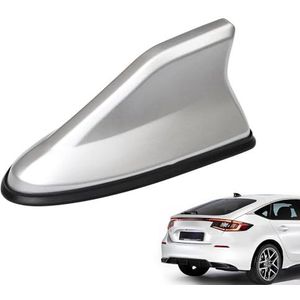 WeFoonLo Haaivinantenneafdekking voor auto, antenneafdekking, vervanging van radiosignaal, met plakband voor auto, SUV, vrachtwagens, decoratieve antennebasis en versterking van het signaal (zilver)