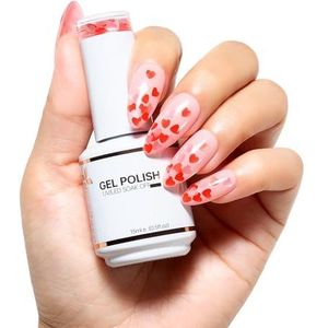 Nicedeco Gellak Semi Permanent Nail Gel Cruelty-Free Hart Pailletten Color Gel Nagellak UV/LED Glossy Valentine's Day Gel Nail Polish 15ML-332