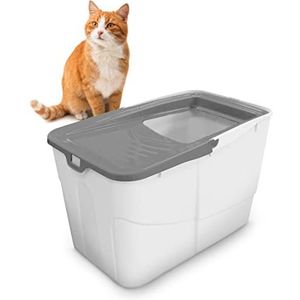 Kattentoilet Kattenbak Sofia Open met instap van boven grijs-beige incl. strooischep