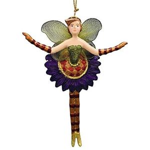 ecosoul Bloemenelf, elf, Kerstmis, Pasen, boomversiering, figuur decoratie hanger, kerstboomversiering, 15 cm (Ballerina koper-groen-paars)