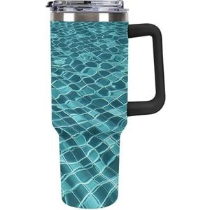 FZQVSGW 40 oz beker met rietje 304 roestvrijstalen waterfles met handvat deksel reismok herbruikbare auto zwembad waterbeker voor thuiskantoor buiten geschikt