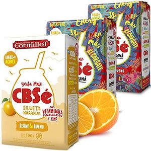 Yerba Mate Thee Set: CBSé Guarana 1kg (500g x 2) + CBSé Silueta Naranja 500g + Geschenk Steekproef (40g) |Rijk aan Antioxidanten en Vitamines, Suikervrij | Argentinië