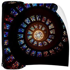 Potlood Case Gebrandschilderd Glas Spiraal Cirkel Patroon Pouch Tas Pen Rits Tas voor Kantoorartikelen Reizen School Student Supplies