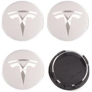 4-delige Auto Naafkappen voor Tesla Model Y 2020-2023 Gemini, Naafdoppen Hoogwaardige ABS-velgdeksel voor Wielnaven Zonnebrandcrème Waterdicht Stofdicht,Matte Silver-56mm