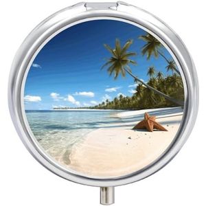 Pillendoosje Travel Pill Organizer Coconut Palm Beach Gedrukt Leuke Pillendoos Handige Pillendoos Geschikt om in zakken en zakken te worden geplaatst