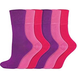 IOMI - 6 Pack dames diabetische bamboe sokken | Extra brede naadloze losse niet-elastische sokken voor vrouwen, roze, 37-42 EU