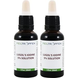 2x Lugols jodiumoplossing 5% | 2x 30 ml | 15% vloeibare formulering | 5 procent elementair jodium en 10% kaliumjodide| Dubbelpak Lugols oplossing | Heiltropfen®