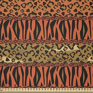 ABAKUHAUS Afrikaanse Stof per strekkende meter, Leopard Cheetah Skin, Stretch Gebreide Stof voor Kleding Naaien en Kunstnijverheid, 1 m, Sepia Orange Amber
